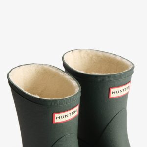 Hunter Downpour Short Boot – oliivi vedenpitävä lyhyt kumisaapas teddyvuorella