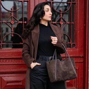 Florence XL laukku mokkanahkaa mocca espresso ash
