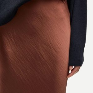 Samsoe Samsoe pitkä satiinihame kuparin ruskea